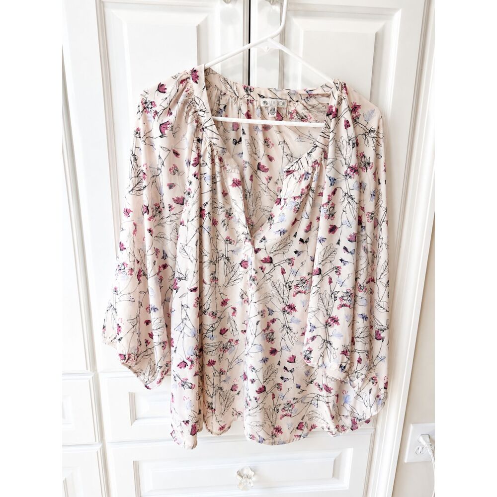 Lila Rose Floral Boho Blouse 2X Cottagecore Romantic Prairie Lightweight Top